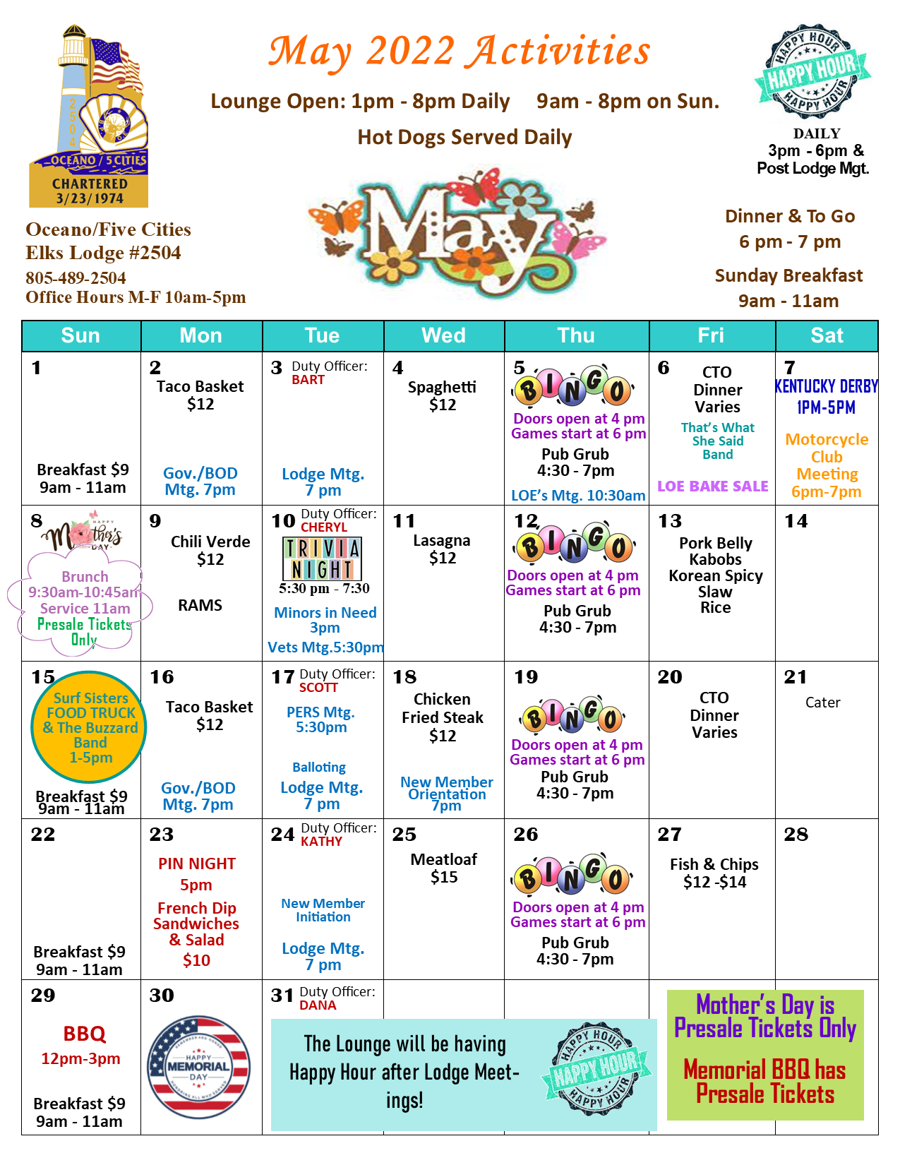 April 2022 Event Calendar